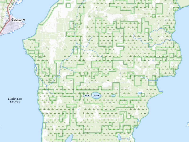 Radar-estimated hail-size map of the storm over Rapid River, MI on Jun 28, 2026