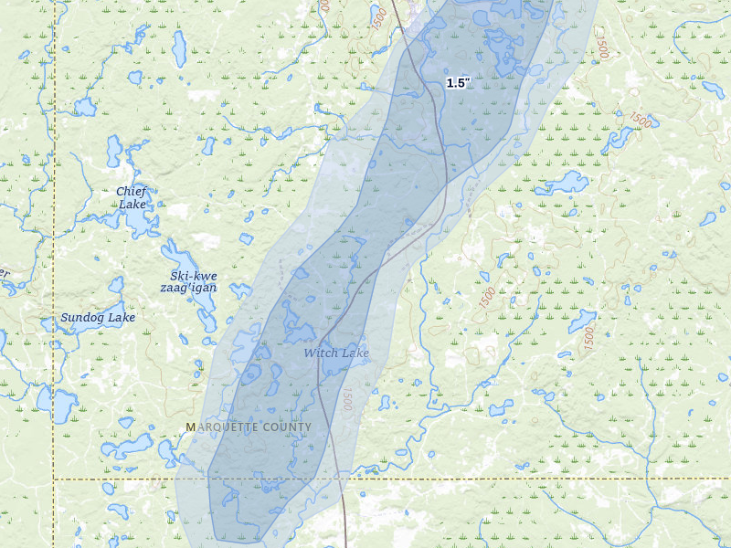 NEXRAD radar-signature map of the hail storm over Republic, MI on May 17, 2026