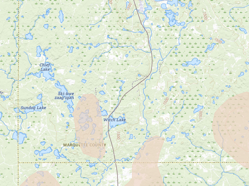 Radar-estimated hail-size map of the storm over Republic, MI on Jul 20, 2026