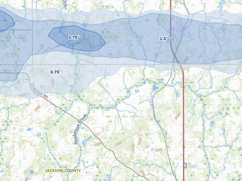 NEXRAD radar-signature map of the hail storm over Rives Junction, MI on Mar 30, 2026