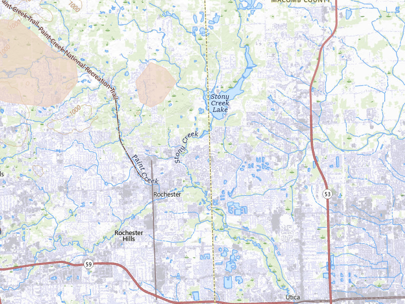 Radar-estimated hail-size map of the storm over Rochester, MI on Sep 3, 2026