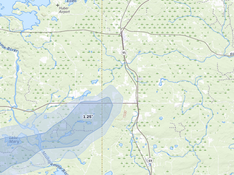 NEXRAD radar-signature map of the hail storm over Sagola, MI on May 17, 2026