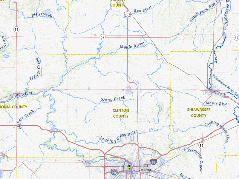 NEXRAD radar-signature map of the hail storm over Saint Johns, MI on Apr 13, 2026