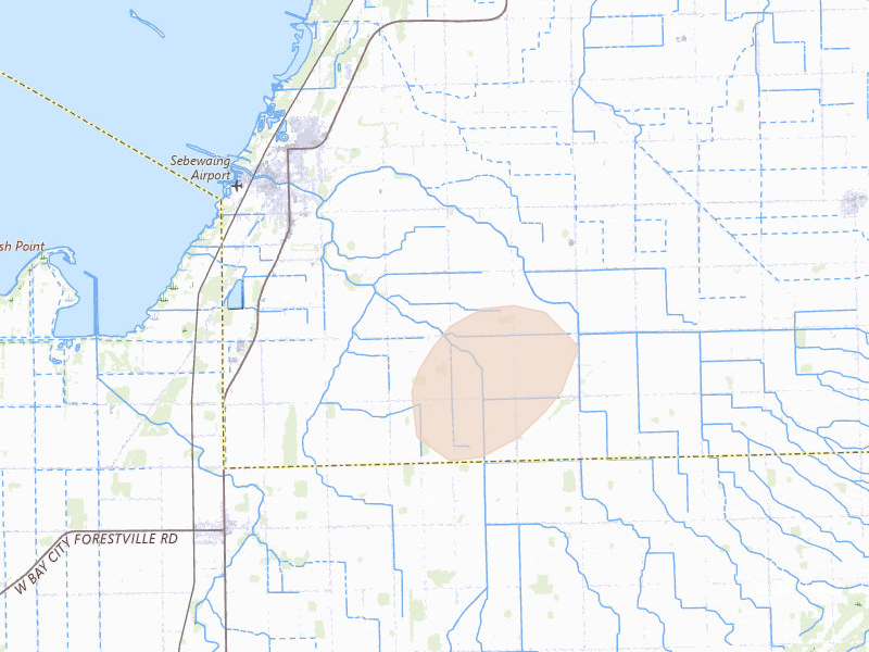 Radar-estimated hail-size map of the storm over Sebewaing, MI