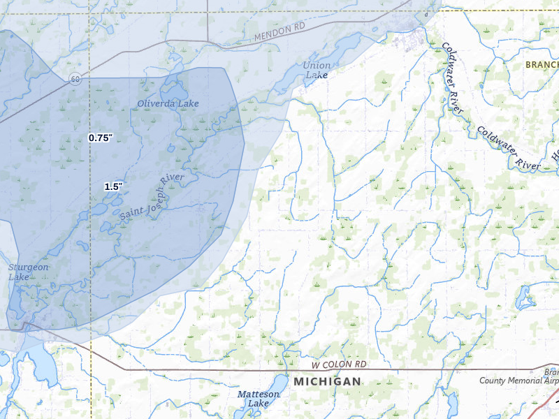 NEXRAD radar-signature map of the hail storm over Sherwood, MI on May 18, 2026