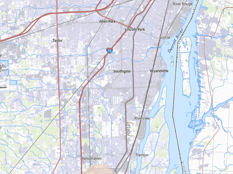 Radar-estimated hail-size map of the storm over Southgate, MI on Jul 3, 2026