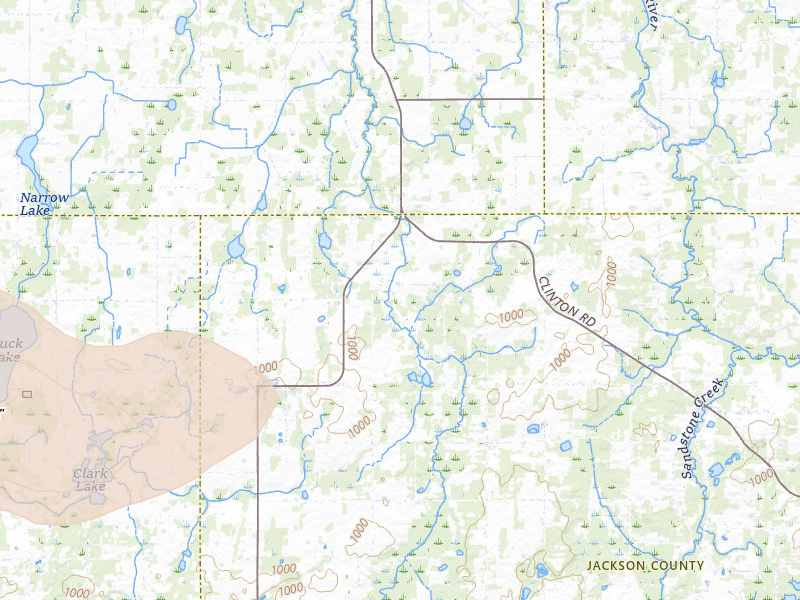 Radar-estimated hail-size map of the storm over Springport, MI on Jul 3, 2026