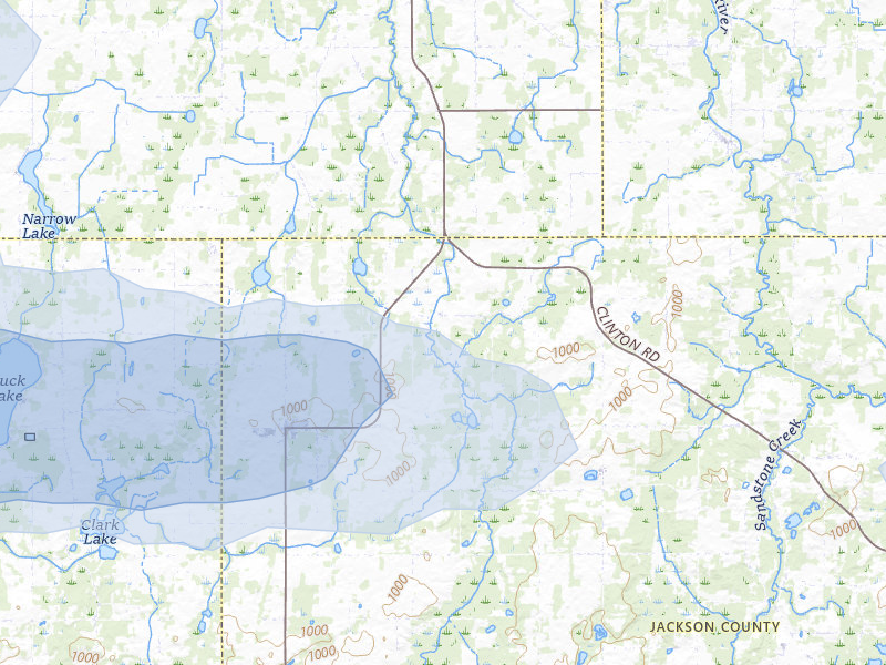 NEXRAD radar-signature map of the hail storm over Springport, MI on Jul 3, 2026