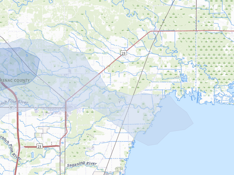 NEXRAD radar-signature map of the hail storm over Standish, MI on Jul 1, 2026