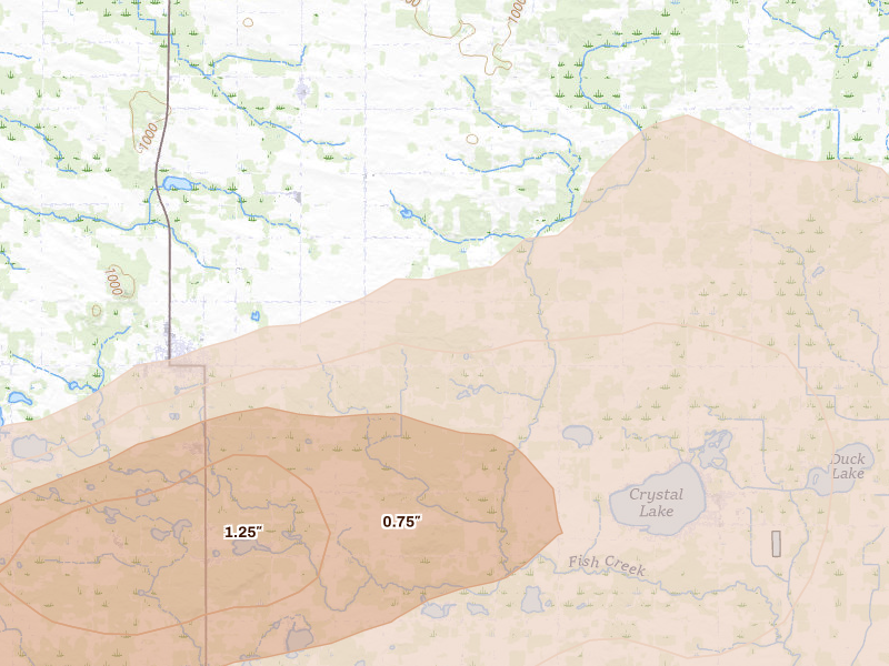 Radar-estimated hail-size map of the storm over Stanton, MI