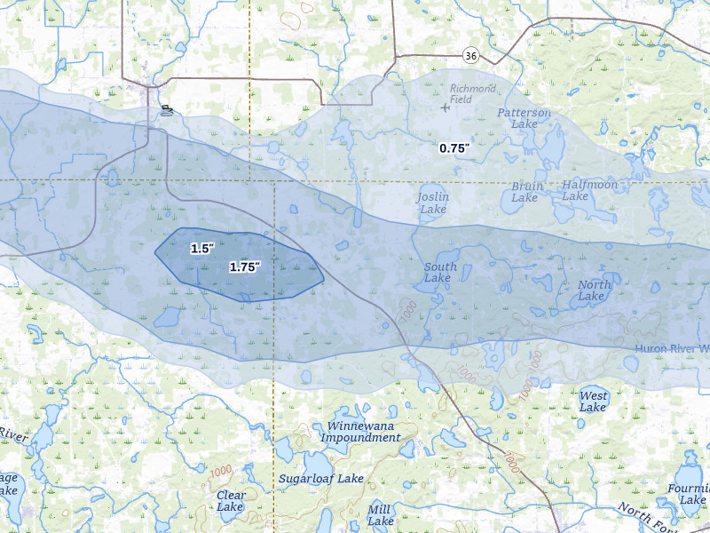 NEXRAD radar-signature map of the hail storm over Stockbridge, MI on Mar 30, 2026