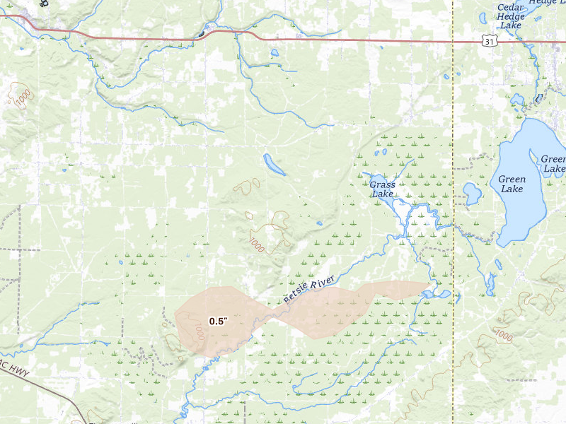Radar-estimated hail-size map of the storm over Thompsonville, MI
