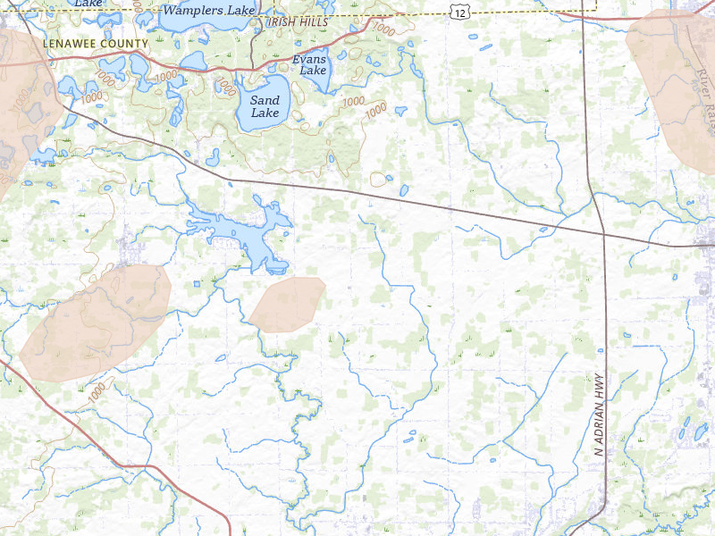Radar-estimated hail-size map of the storm over Tipton, MI on Aug 9, 2026
