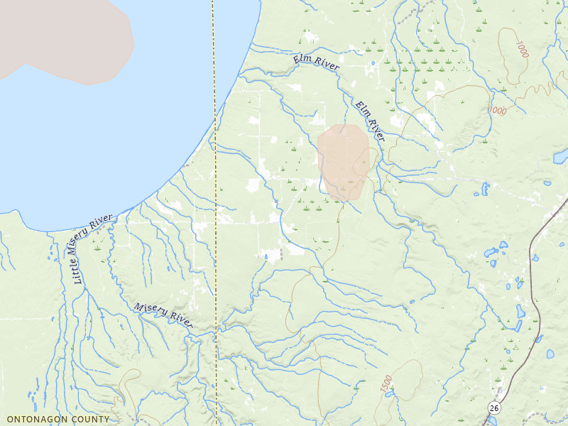Radar-estimated hail-size map of the storm over Toivola, MI on Jun 29, 2026