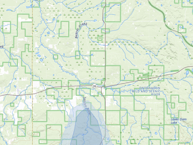 NEXRAD radar-signature map of the hail storm over Trout Creek, MI on Jul 3, 2026