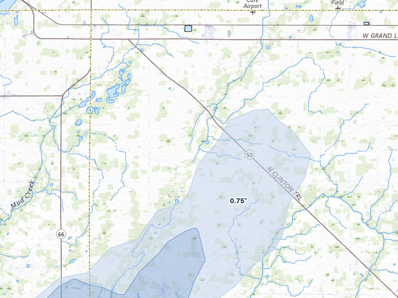 NEXRAD radar-signature map of the hail storm over Vermontville, MI on May 18, 2026