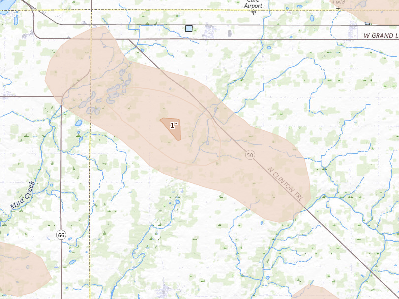 Radar-estimated hail-size map of the storm over Vermontville, MI