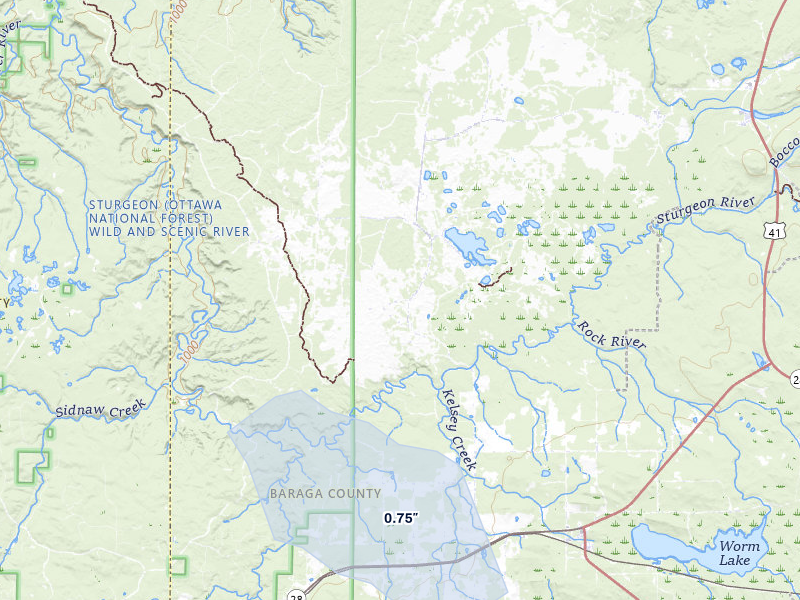 NEXRAD radar-signature map of the hail storm over Watton, MI on Jul 30, 2026
