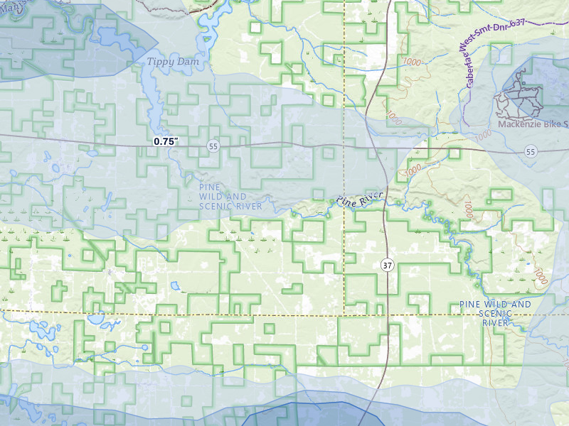 NEXRAD radar-signature map of the hail over Wellston, MI