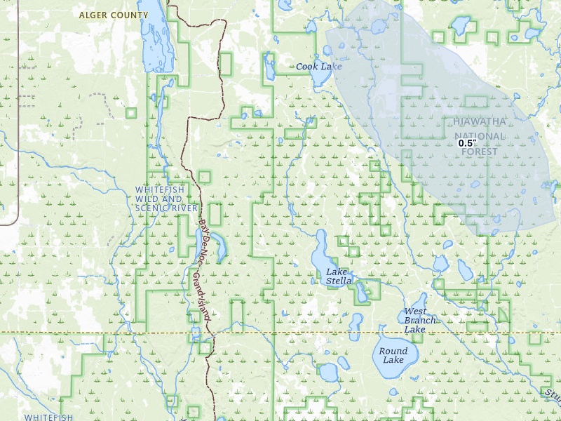 NEXRAD radar-signature map of the hail storm over Wetmore, MI on Jun 28, 2026