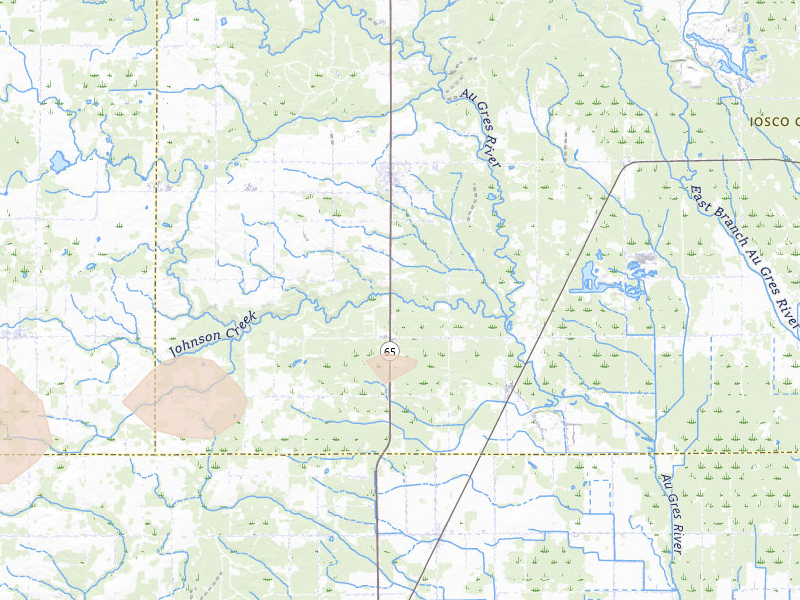 Radar-estimated hail-size map of the storm over Whittemore, MI on Mar 30, 2026