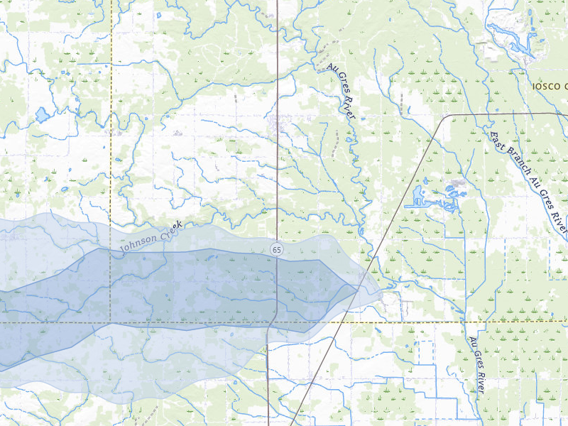 NEXRAD radar-signature map of the hail storm over Whittemore, MI on Mar 30, 2026