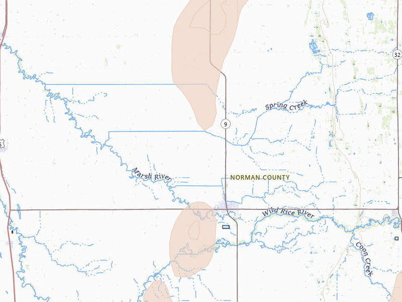 Radar-estimated hail-size map of the storm over Ada, MN on Jun 29, 2026