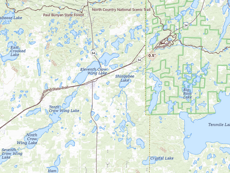 Radar-estimated hail-size map of the storm over Akeley, MN on Aug 3, 2026