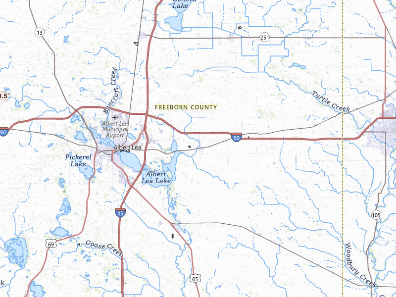 Radar-estimated hail-size map of the storm over Albert Lea, MN on Apr 23, 2026