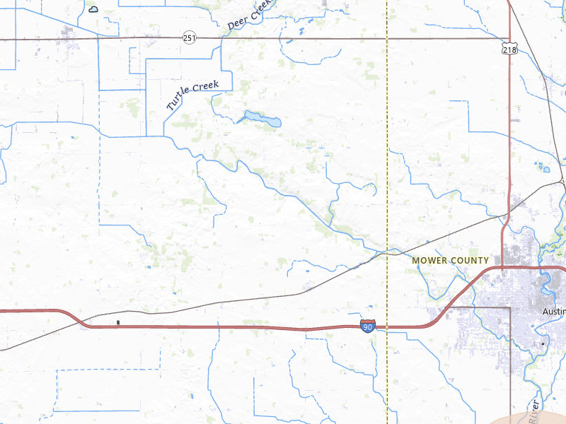 Radar-estimated hail-size map of the storm over Albert Lea, MN on Jul 8, 2026