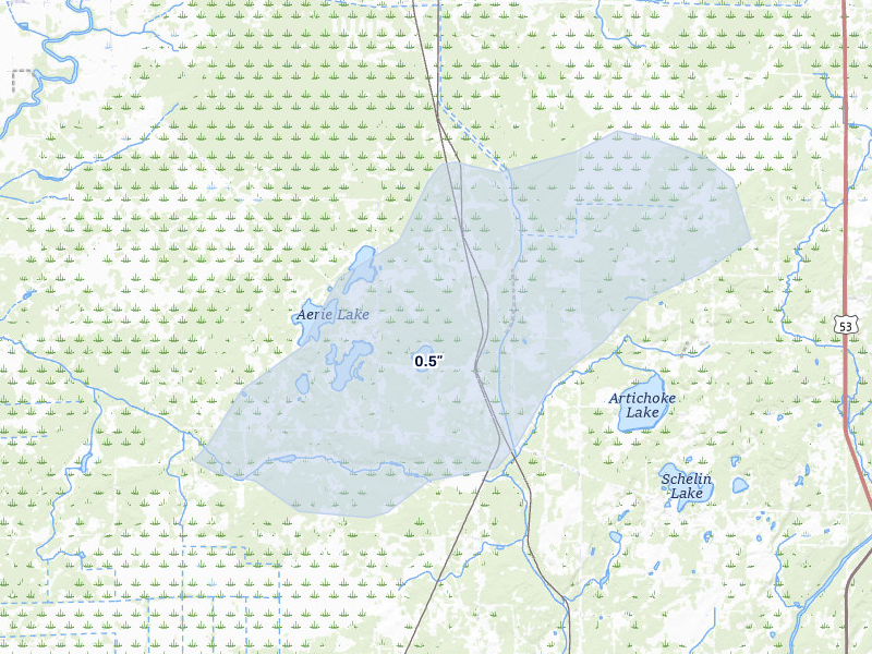 NEXRAD radar-signature map of the hail over Alborn, MN