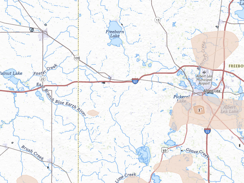 Radar-estimated hail-size map of the storm over Alden, MN on May 26, 2026