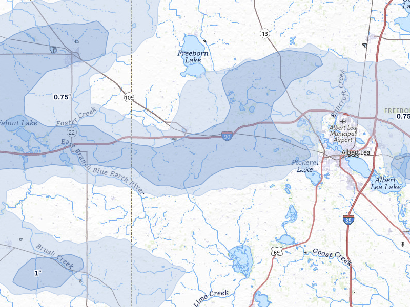NEXRAD radar-signature map of the hail storm over Alden, MN on Jul 8, 2026