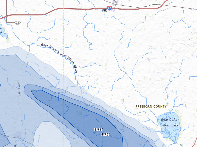 NEXRAD radar-signature map of the hail storm over Alden, MN on Aug 7, 2026