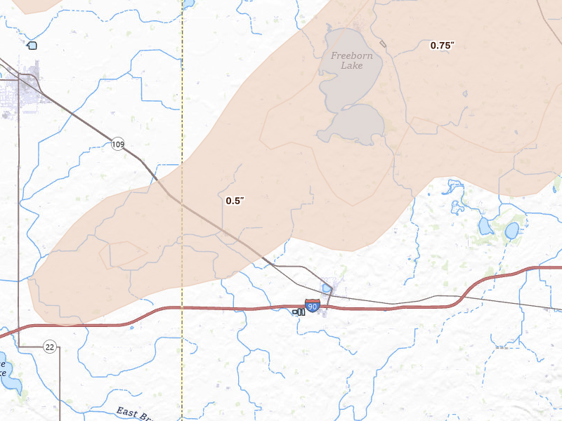 Radar-estimated hail-size map of the storm over Alden, MN on Sep 1, 2026