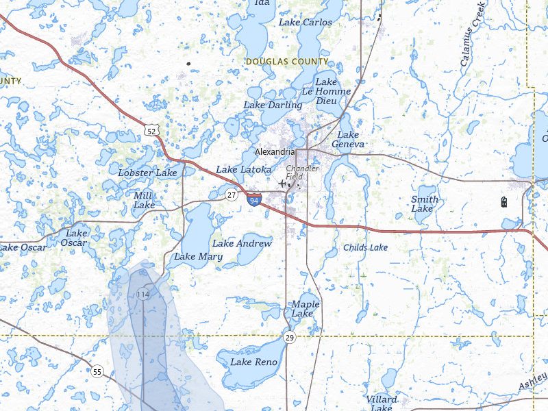 NEXRAD radar-signature map of the hail storm over Alexandria, MN on Jun 7, 2026