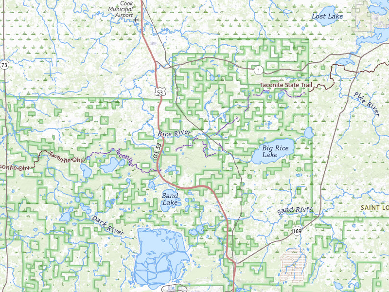 Radar-estimated hail-size map of the storm over Angora, MN on Jun 10, 2026