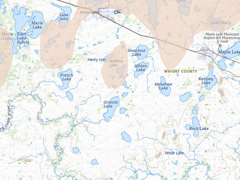 Radar-estimated hail-size map of the storm over Annandale, MN on Apr 23, 2026