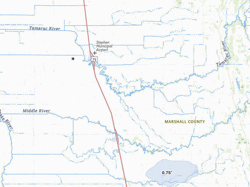 NEXRAD radar-signature map of the hail over Argyle, MN