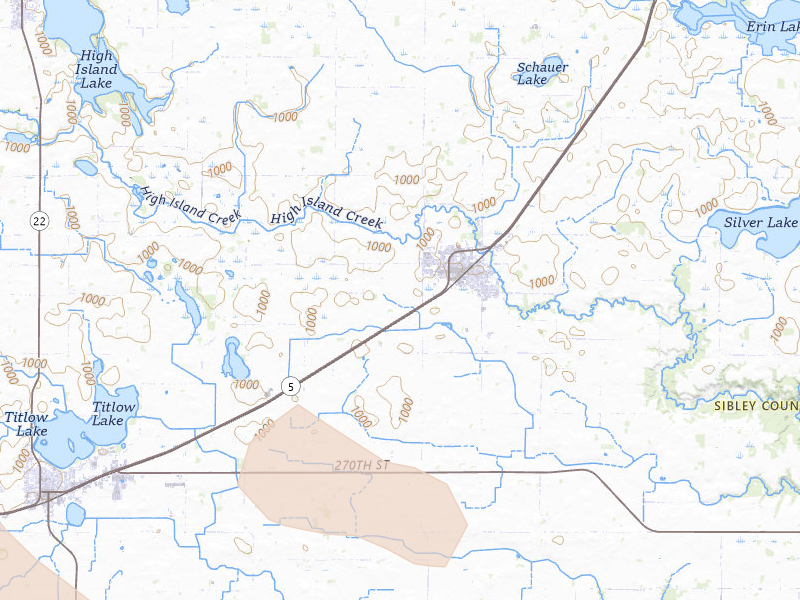 Radar-estimated hail-size map of the storm over Arlington, MN on May 24, 2026