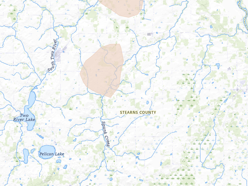 Radar-estimated hail-size map of the storm over Avon, MN on Jun 9, 2026