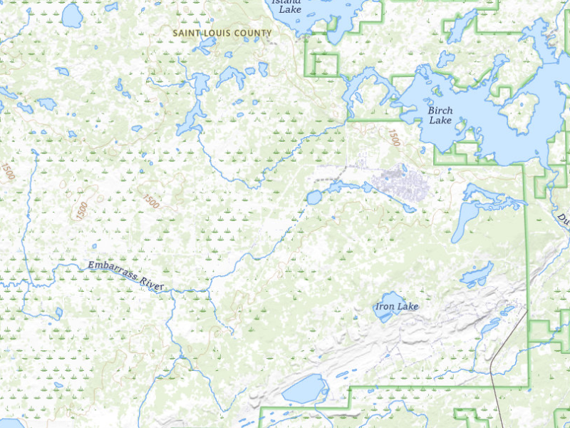 Radar-estimated hail-size map of the storm over Babbitt, MN on Aug 25, 2026