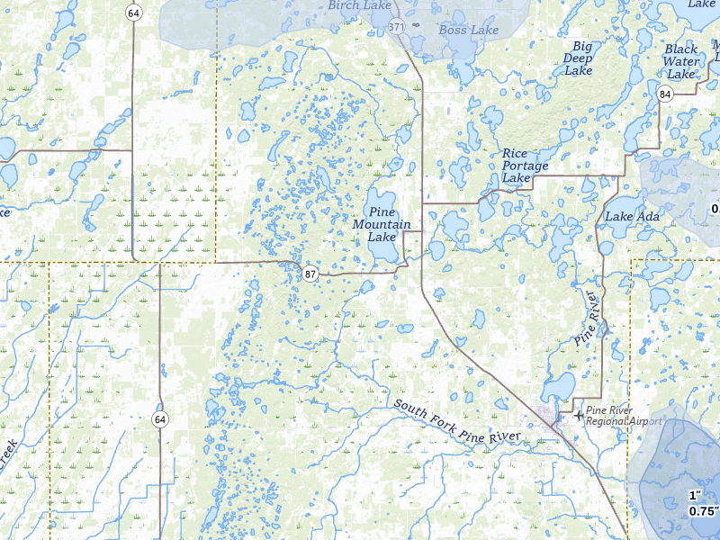NEXRAD radar-signature map of the hail storm over Backus, MN on Jul 6, 2026