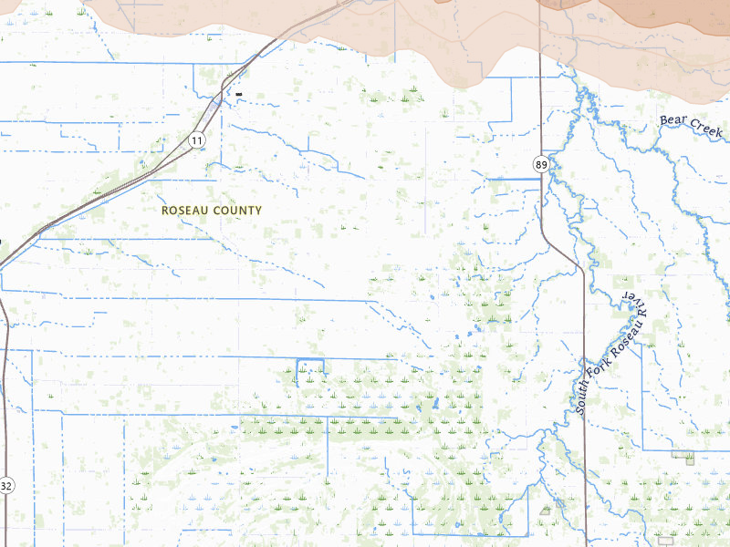 Radar-estimated hail-size map of the storm over Badger, MN on Jul 16, 2026