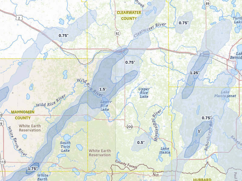 NEXRAD radar-signature map of the hail storm over Bagley, MN on Jun 29, 2026