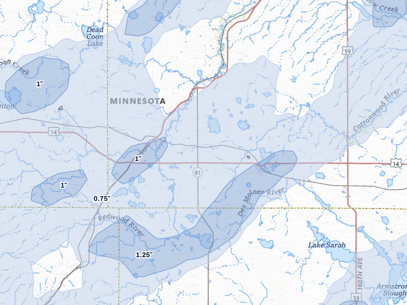 NEXRAD radar-signature map of the hail storm over Balaton, MN on Jun 29, 2026