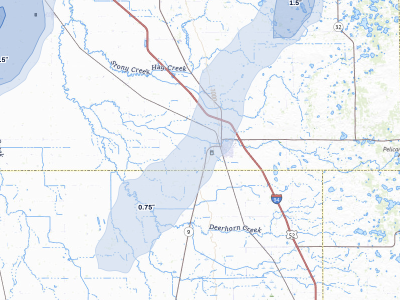 NEXRAD radar-signature map of the hail storm over Barnesville, MN on Jun 29, 2026