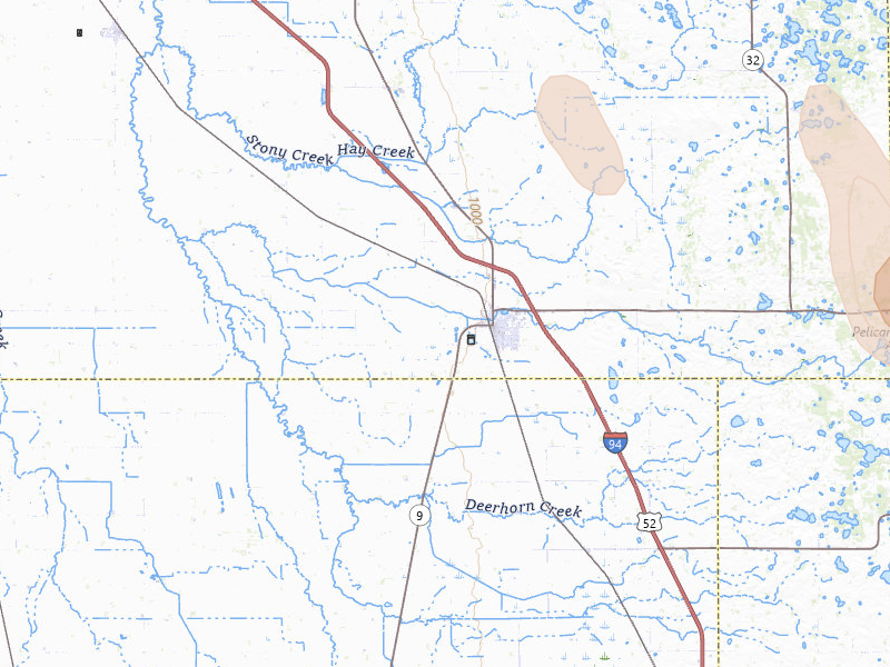 Radar-estimated hail-size map of the storm over Barnesville, MN on Jul 4, 2026