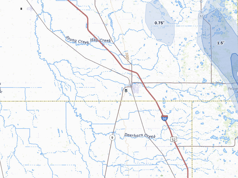 NEXRAD radar-signature map of the hail over Barnesville, MN