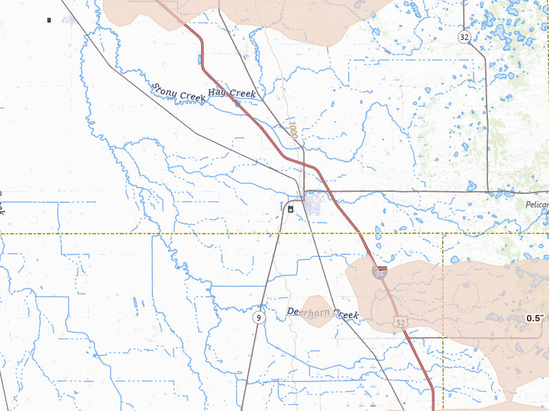 Radar-estimated hail-size map of the storm over Barnesville, MN on Jul 6, 2026